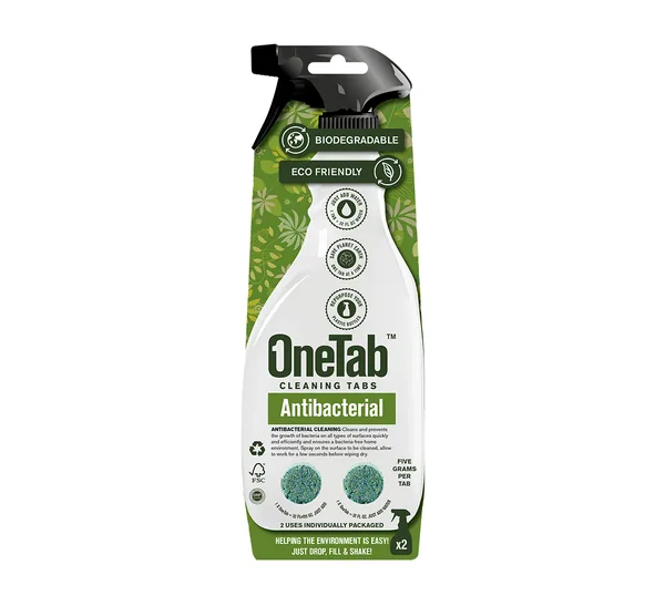 OneTab USA Antibacterial Cleaner cleaning tablet, front of pack