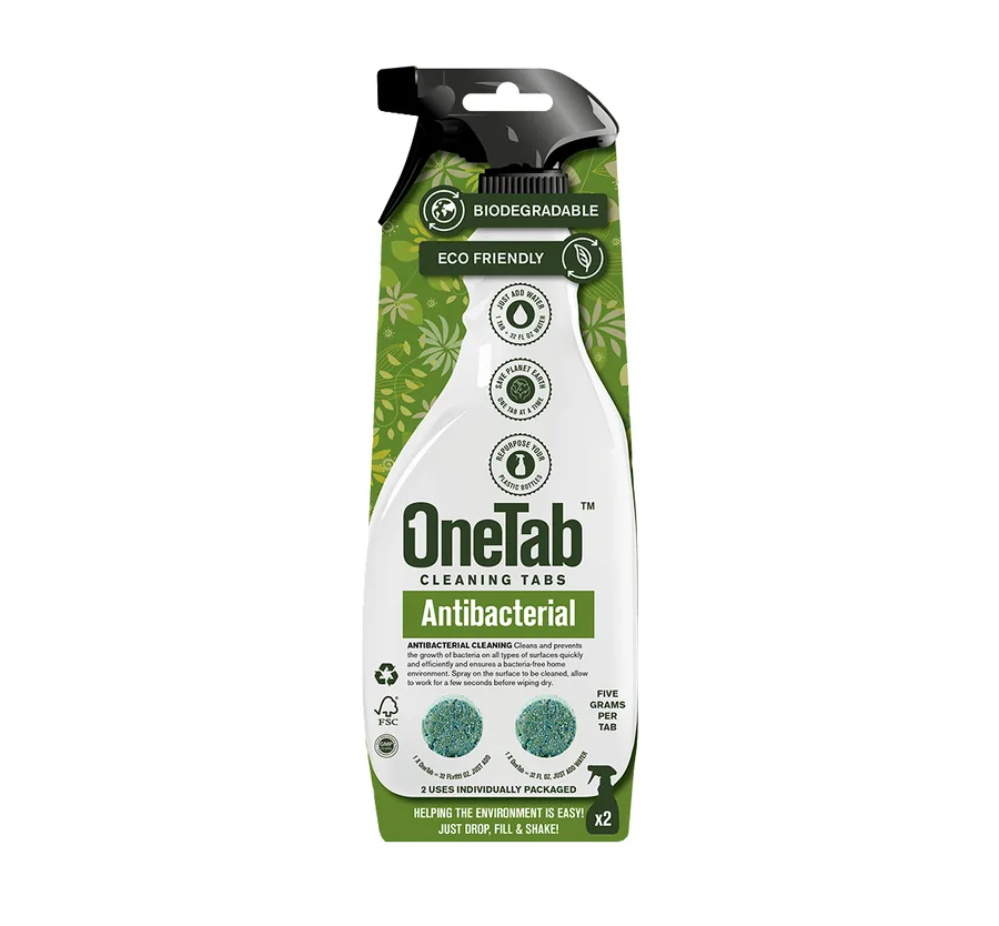 OneTab USA Antibacterial Cleaner cleaning tablet, front of pack