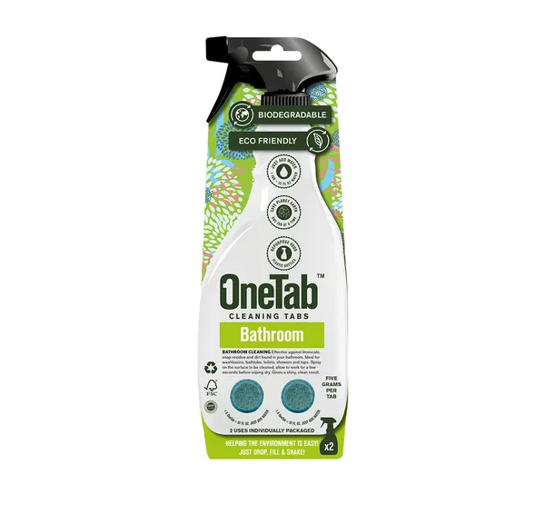 OneTab USA Bathroom Cleaner cleaning tablet, front of pack